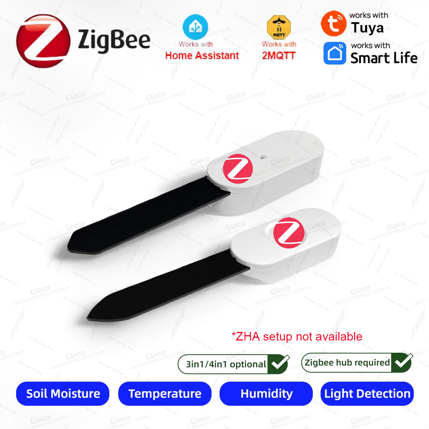 Home Automation Technology - Zigbee Bodenfeuchtigkeitssensor, Messgerät für Temperatur, Luftfeuchtigkeit,